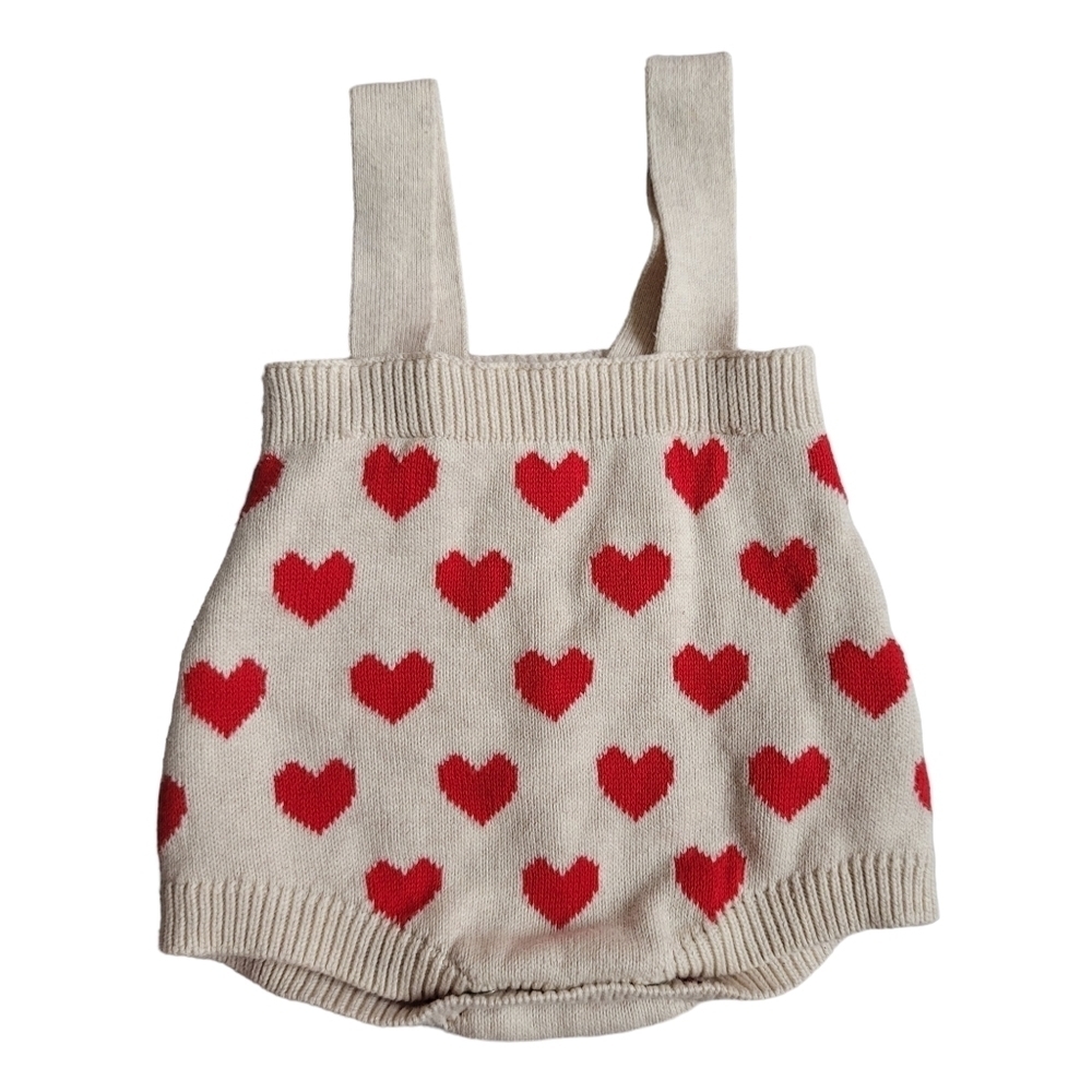 Cat & Jack Newborn‎ Cream Heart Suspender Overalls Romper